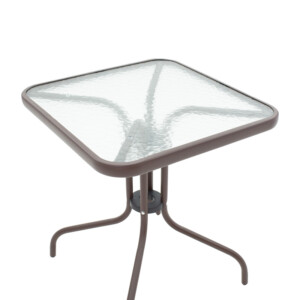 Τραπεζαρία Watson-Sussie pakoworld σετ 3τεμ μέταλλο καφέ-γυαλί 60x60x70εκ-130-000129