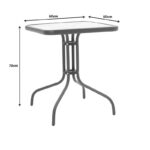 Τραπεζαρία Watson-Sussie pakoworld σετ 3τεμ μέταλλο καφέ-γυαλί 60x60x70εκ-130-000129