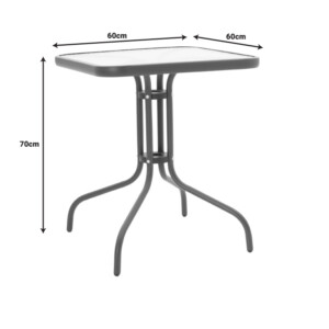 Τραπεζαρία Watson-Sussie pakoworld σετ 3τεμ μέταλλο καφέ-γυαλί 60x60x70εκ-130-000129