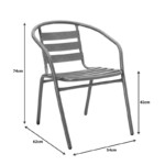 Τραπεζαρία Watson-Tade pakoworld 3τεμ μέταλλο ανθρακί-γυαλί 70x70x70εκ-130-000134