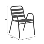 Τραπεζαρία Watson-Sussie pakoworld 3τεμ μέταλλο ανθρακί-γυαλί 70x70x70εκ-130-000135