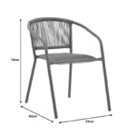 Τραπεζαρία Watson-Lindaria pakoworld 3τεμ μέταλλο ανθρακί-γυαλί 70x70x70εκ-130-000136