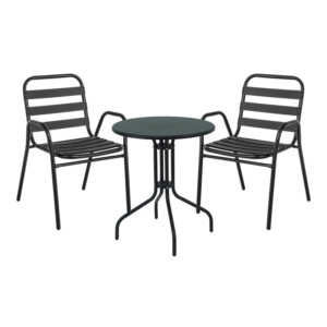 Τραπεζαρία Vergo-Sussie pakoworld 3τεμ μαύρο μέταλλο Φ60x70εκ-130-000139