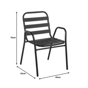 Τραπεζαρία Vergo-Sussie pakoworld 3τεμ μαύρο μέταλλο Φ60x70εκ-130-000139