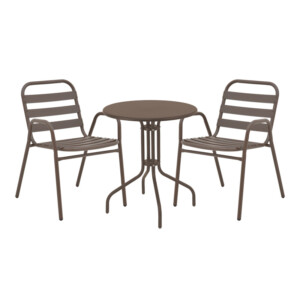 Τραπεζαρία Vergo-Sussie pakoworld σετ 3 τεμ καφέ μέταλλο Φ60x70εκ-130-000145