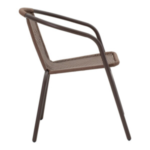 Τραπεζαρία Vergo-Obbi pakoworld 3τεμ καφέ μέταλλο Φ60x70εκ-130-000146