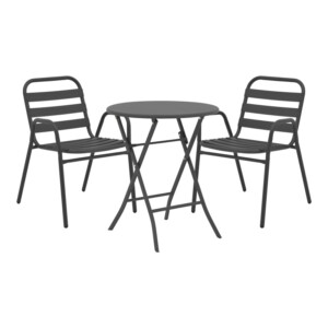 Τραπεζαρία Albero-Sussie pakoworld 3τεμ πτυσσόμενο μέταλλο σε ανθρακί απόχρωση Φ60x70εκ-130-000184