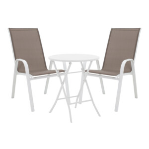 Τραπεζαρία Albero-Calan pakoworld 3τεμ μέταλλο σε λευκή απόχρωση Φ60x70εκ-130-000187