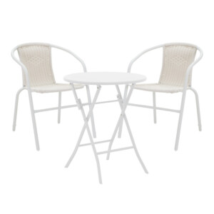 Τραπεζαρία Albero-Obbi pakoworld 3τεμ μέταλλο σε λευκή απόχρωση Φ60x70εκ-130-000188