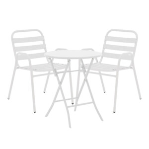 Τραπεζαρία Albero-Sussie pakoworld 3τεμ μέταλλο σε λευκή απόχρωση Φ60x70εκ-130-000189