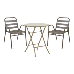 Τραπεζαρία Albero-Sussie pakoworld 3τεμ μέταλλο σε σαμπανιζέ απόχρωση Φ60x70εκ-130-000192