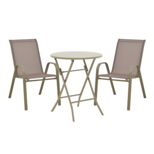 Τραπεζαρία Albero-Calan pakoworld 3τεμ μέταλλο σε σαμπανιζέ απόχρωση Φ60x70εκ-130-000194