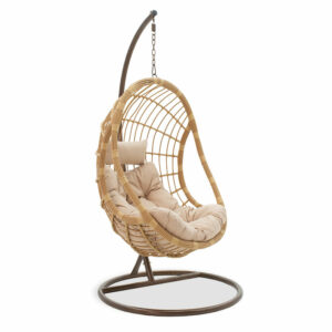 Κούνια Lacie pakoworld κρεμαστή μέταλλο καφέ-pe φυσικό-μαξιλάρι μπεζ-131-000003