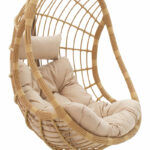 Κούνια Lacie pakoworld κρεμαστή μέταλλο καφέ-pe φυσικό-μαξιλάρι μπεζ-131-000003