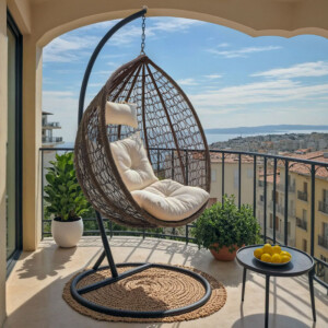 Κούνια Zafer pakoworld μέταλλο-pp καφέ-μαξιλάρι μπεζ-135-000005