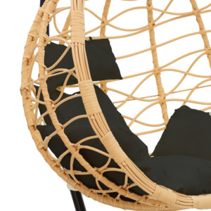 Κούνια Hudson pakoworld κρεμαστή μέταλλο μαύρο-pp φυσικό-μαξιλάρι μαύρο 109x119x195εκ-135-000021