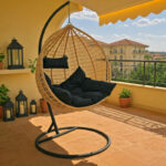 Κούνια Zafer pakoworld κρεμαστή pp σε φυσικό χρώμα και μαύρο μέταλλο 106x103x200εκ-135-000025