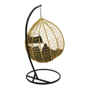 Κούνια Zafer pakoworld κρεμαστή pp σε φυσικό χρώμα και μαύρο μέταλλο 106x103x200εκ-135-000025