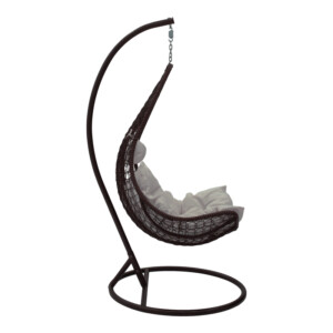 Κούνια Soleil pakoworld κρεμαστή μέταλλο καφέ-pp καφέ-μαξιλάρι μπεζ 103x83x200εκ-135-000026