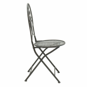 Τραπεζαρία Abriel pakoworld σετ 3τεμ μέταλλο ανθρακί antique-137-000001