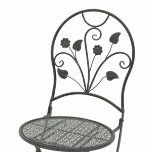 Τραπεζαρία Abriel pakoworld σετ 3τεμ μέταλλο ανθρακί antique-137-000001