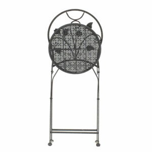 Τραπεζαρία Abriel pakoworld σετ 3τεμ μέταλλο ανθρακί antique-137-000001