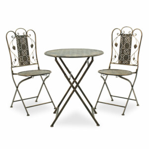 Τραπεζαρία Drill pakoworld σετ 3τεμ μέταλλο χρώμα χαλκού antique-137-000005