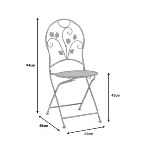 Τραπεζαρία Abriel pakoworld σετ 3τεμ μέταλλο σε αντικέ γκρι απόχρωση-137-000010