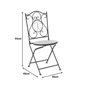 Τραπεζαρία Sellis pakoworld σετ 3τεμ μωσαικό-μέταλλο μαύρο-137-000011