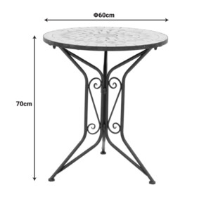 Τραπεζαρία Sellis pakoworld σετ 3τεμ μωσαικό-μέταλλο μαύρο - Image 12