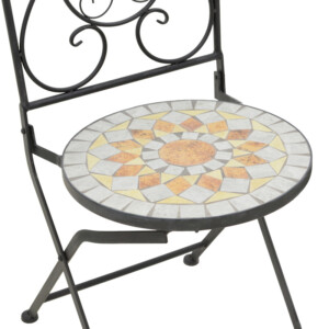 Τραπεζαρία Sellis pakoworld σετ 3τεμ μωσαικό-μέταλλο μαύρο-137-000011