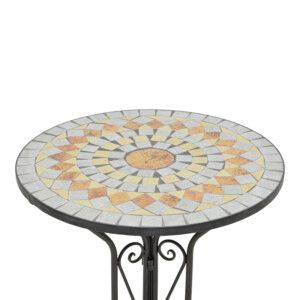 Τραπεζαρία Sellis pakoworld σετ 3τεμ μωσαικό-μέταλλο μαύρο-137-000011