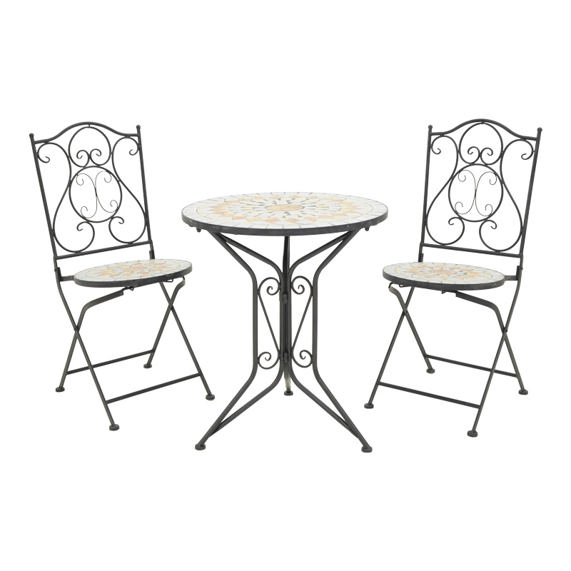 Τραπεζαρία Sellis pakoworld σετ 3τεμ μωσαικό-μέταλλο μαύρο-137-000011 Τραπεζαρία Sellis pakoworld σετ 3τεμ μωσαικό-μέταλλο μαύρο-137-000011