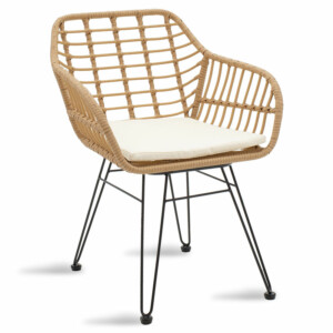 Πολυθρόνα Naoki pakoworld μαύρο μέταλλο-φυσικό pe-140-000019