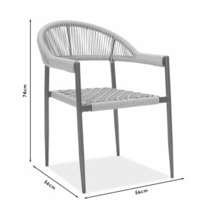 Πολυθρόνα Tiana pakoworld μέταλλο μαύρο-pe γκρι-140-000023