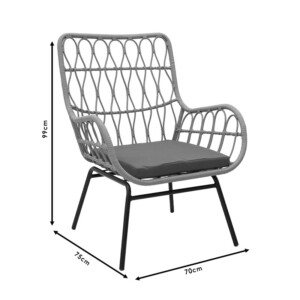 Σαλόνι Naoki-Mabil pakoworld σετ 3τεμ pe rattan σε φυσική απόχρωση με μαύρο μέταλλο-140-000062