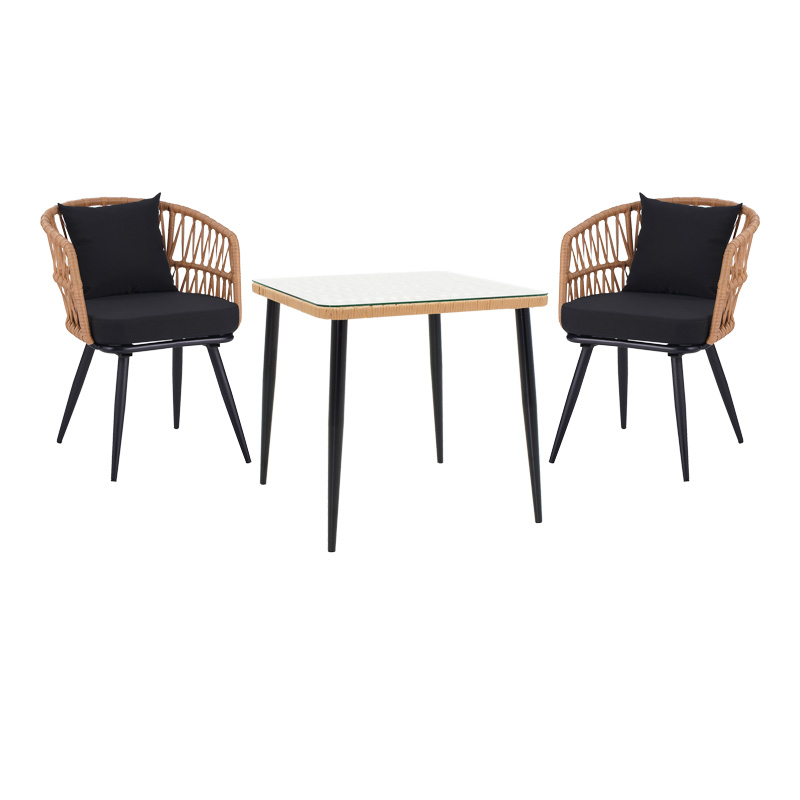 Τραπεζαρία Naoki σετ 3 τεμ pakoworld μέταλλο μαύρο-pe φυσικό-γυαλί 80x80x78εκ-140-000065 Τραπεζαρία Naoki σετ 3 τεμ pakoworld μέταλλο μαύρο-pe φυσικό-γυαλί 80x80x78εκ-140-000065