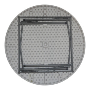 Τραπέζι catering Comfort pakoworld πτυσσόμενο στρόγγυλο σε λευκή απόχρωση Φ120x74εκ-142-000020