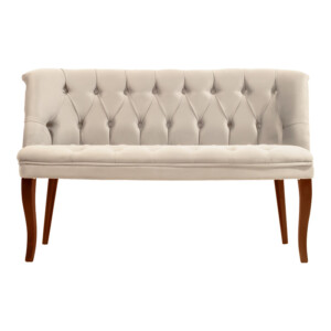 Καναπές Loreta pakoworld 2θέσιος βελούδο μπεζ -καρυδί πόδια 118x55x78εκ-146-000003