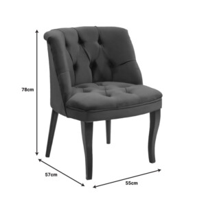 Πολυθρόνα Loreta pakoworld βελούδο ανθρακί με μαύρα πόδια 55x57x78εκ-146-000018