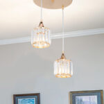 Φωτιστικό οροφής δίφωτο PWL-1025 pakoworld Ε27 χρυσό-γυαλί Φ30x70εκ-147-000041