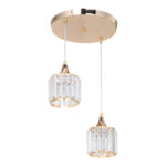 Φωτιστικό οροφής δίφωτο PWL-1025 pakoworld Ε27 χρυσό-γυαλί Φ30x70εκ-147-000041