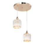 Φωτιστικό οροφής δίφωτο PWL-1025 pakoworld Ε27 χρυσό-γυαλί Φ30x70εκ-147-000041