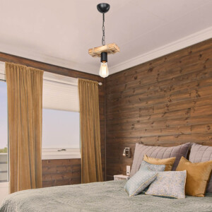 Φωτιστικό οροφής μονόφωτο PWL-1027 pakoworld Ε27 φυσικό-μαύρο 20x10x43εκ-147-000043