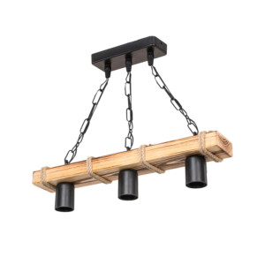 Φωτιστικό οροφής τρίφωτο PWL-1027 pakoworld Ε27 φυσικό-μαύρο 48.5x10x47εκ-147-000044