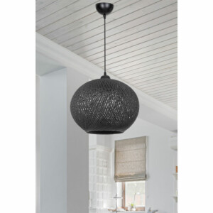 Φωτιστικό οροφής μονόφωτο Leshia pakoworld Ε27 μαύρο Φ38x38εκ-147-000055