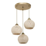 Φωτιστικό οροφής τρίφωτο PWL-1121 pakoworld Ε27 κρεμ-χρυσό Φ40x75εκ-147-000067