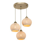 Φωτιστικό οροφής τρίφωτο PWL-1121 pakoworld Ε27 κρεμ-χρυσό Φ40x75εκ-147-000067