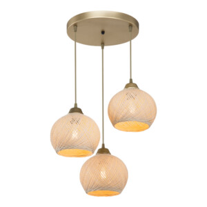 Φωτιστικό οροφής τρίφωτο PWL-1121 pakoworld Ε27 κρεμ-χρυσό Φ40x75εκ-147-000067