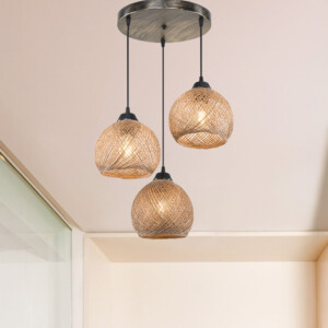 Φωτιστικό οροφής τρίφωτο PWL-1121 pakoworld Ε27 καφέ Φ40x75εκ-147-000068